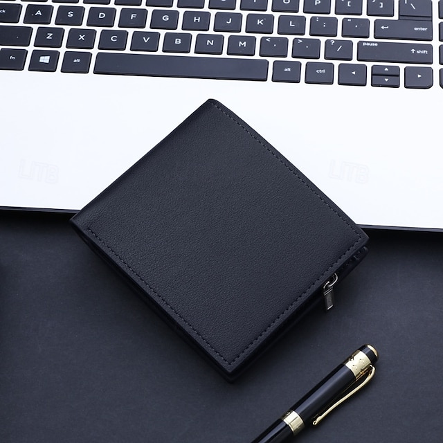  ファスナー付き財布、父の日の男性向けギフト、マルチカードホルダー、男性用ファッショナブルなレザー二つ折り財布、スタイリッシュで丈夫