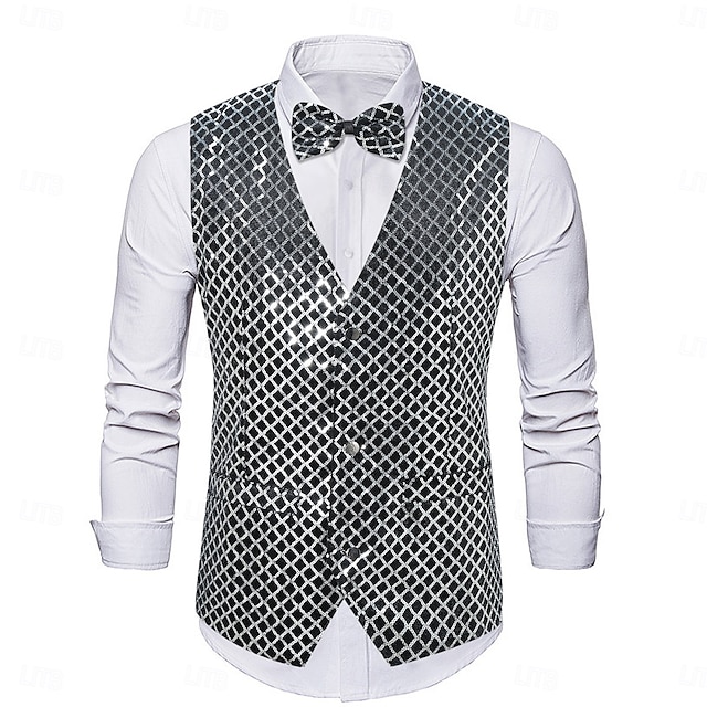  Retro Řvoucí 20s 20. léta 20. století Kamizelka Vesta Motýlek Velký Gatsby Gentleman Flitry Retro Pánské Vánoce předvečer Všech svatých Karneval Výkon loučení se svobodou nevěsty Festival Dospělé