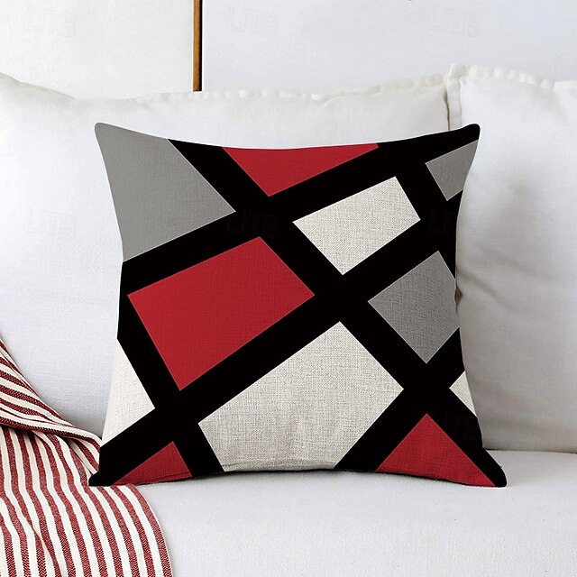  Argyle Pattern Decorative Toss Pillows Cover 1PC Soft Square Cushion Case Pillowcase for Bedroom Livingroom Sofa Couch Chair Black Grey White Red