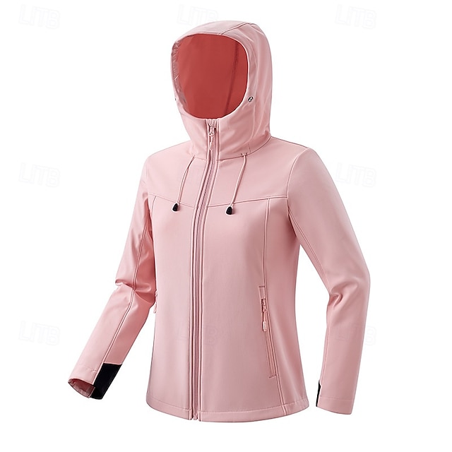  Dame Softshell jakke Trekking-jakke udendørs Vindtæt Vandafvisende Fleece Jakker Vindjakke Rejse Sort Lys pink Blå Lilla