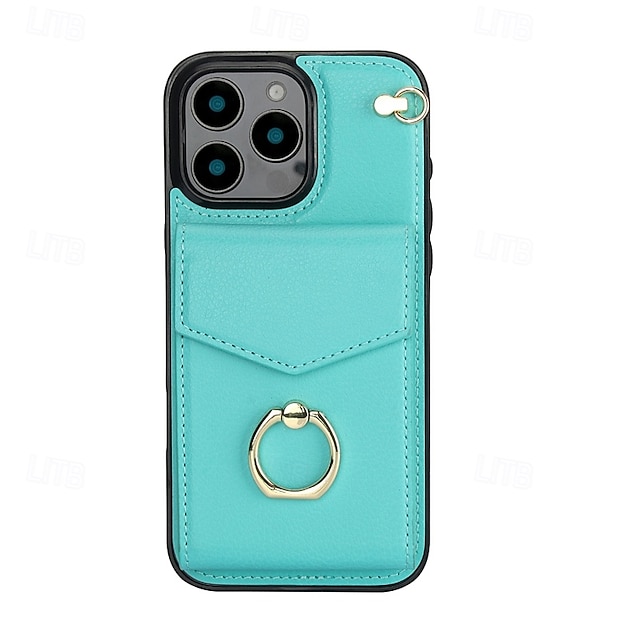  telefon Carcasă Pro iPhone 17 Pro Max 17 Air 16 15 14 Pro Max Plus 13 12 11 Pro Max Mini Zadní kryt Držák na prsteny s poutkem na zápěstí Slot pro kartu Retro TPU PU kůže