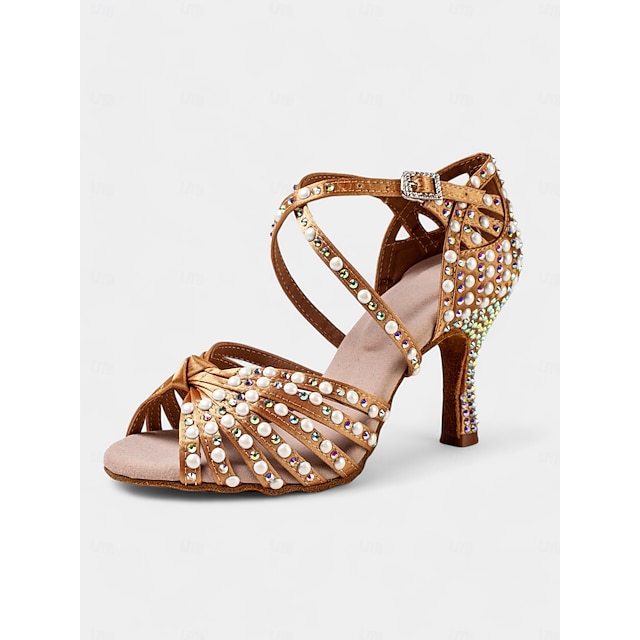  chaussures de danse latine ornées de perles - élégantes et confortables