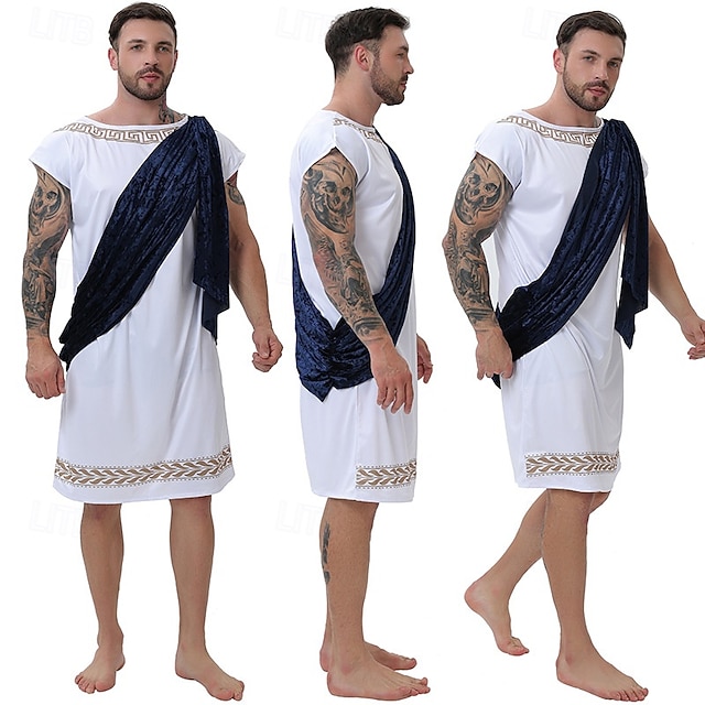  Retro / vintage Grecia antică Roma antică Costum Cosplay Ținute Statuia Libertății Zei greci Culoare solidă Costume de fancy Bărbați Halloween Carnaval Mascaradă Petrecere Petrecerea Burlăcițelor