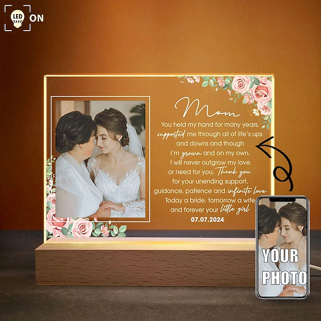 Personalized Photo Led Night Light Custome Light Up Photo Frame Perfect 