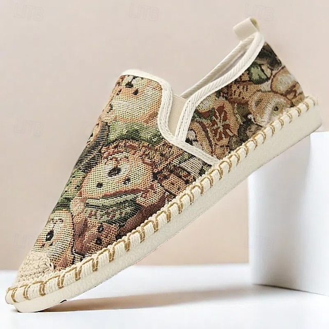  Men's Animal Print Canvas Espadrille Slip-On Shoes with Jute Rope Sole – Comfortable Casual Summer Footwear