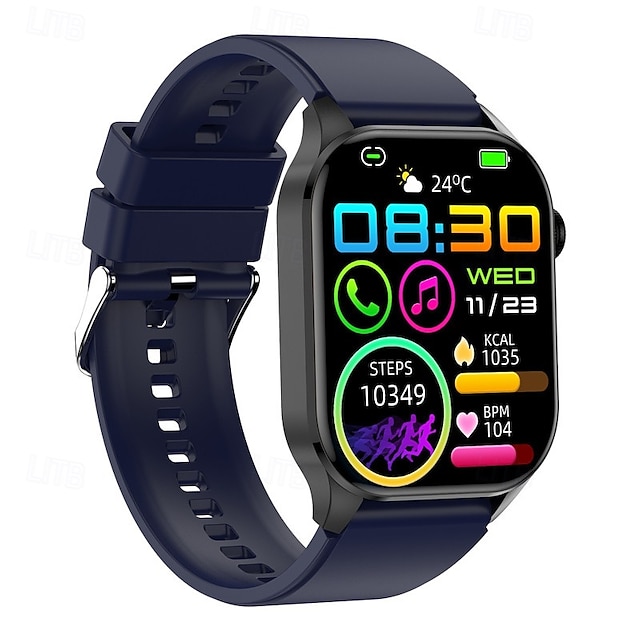  שעון חכם בגודל 2 אינץ' עם מסך ישן Bluetooth התקשר לעוזרת הקולית קצב הלב ניטור רמת הסוכר בדם עמיד למים שיחת בלוטות' לא פולשנית מדידת רמת הסוכר בדם מדידת רכיבי הדם