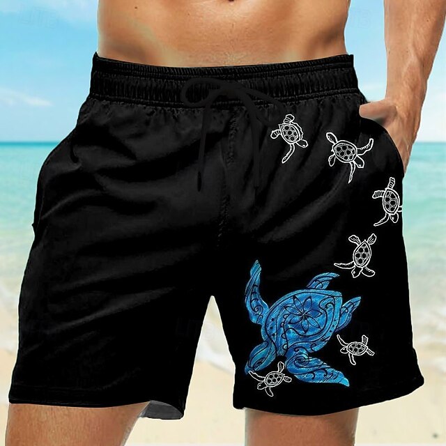 Men's Animal Sea Turtle Swim Shorts Board Shorts Swimming Trunks Mid Waist Tropical Streetwear Hawaiian Vacation Casual Holiday Drawstring Elastic Waist 3D Print Designer Clothing Apparel4