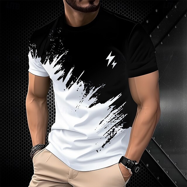 Men's Color Gradient T Shirt Short Sleeve T shirt 3D Print Crew Neck Shirt Fashion Daily Street Daily Black Summer Spring Clothing Apparel S M L XL XXL XXXL4