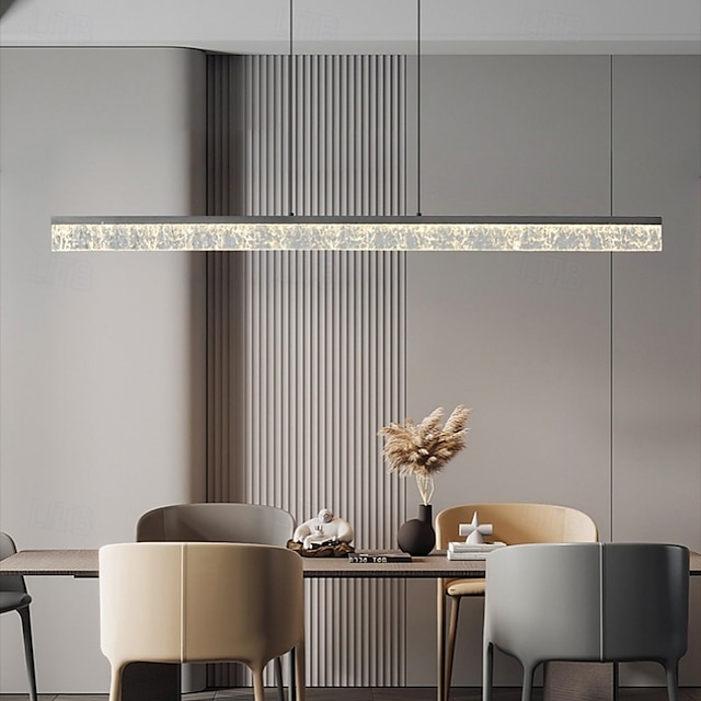  Lampe suspendue linéaire moderne de style cristal à intensité variable avec télécommande, lampe d'éclairage d'îlot en métal pour salle à manger 100 cm 110-240 V