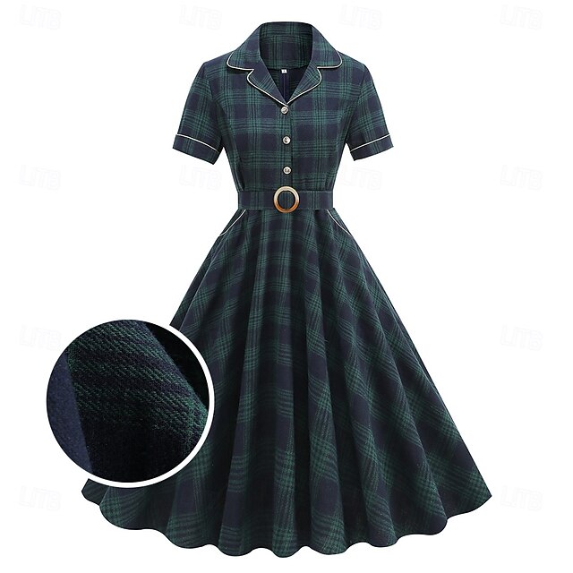 Retro Vintage 1950s Cocktail Dress Dress Flare Dress Grid / Plaid Fancy Dress Women's Masquerade Event / Party Bachelorette Party Festival Adults' Dress Homecoming Dresses2