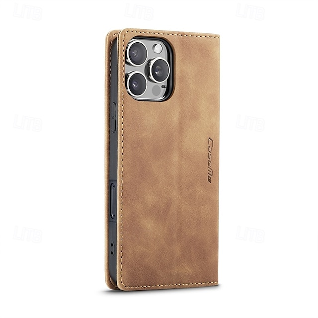  téléphone Coque Pour iPhone 16 15 14 Pro Max Plus iPhone 13 12 11 Pro Max Mini Coque à Rabat avec Support Magnétique Emplacement Carte Rétro TPU faux cuir