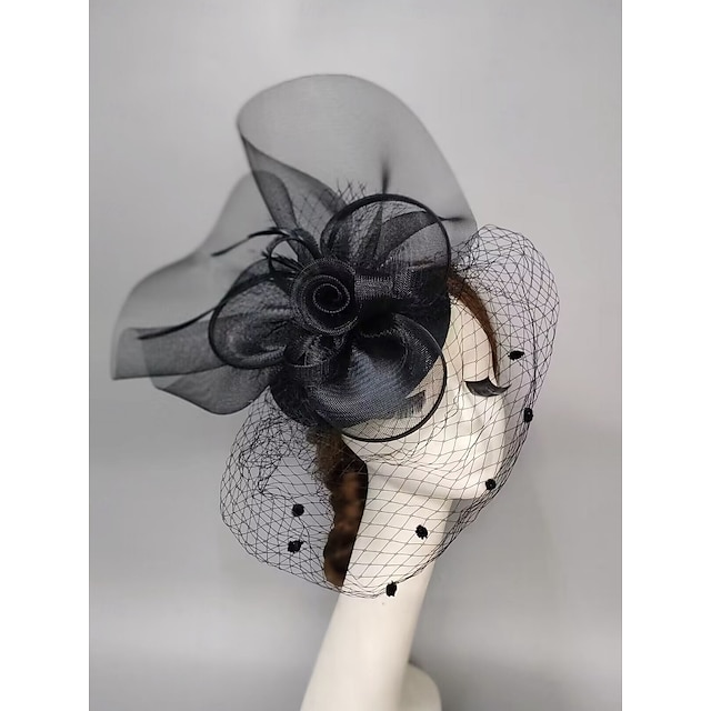 Fascinators Feathers Net Veil Hat Wedding Horse Race With Feather Cap 