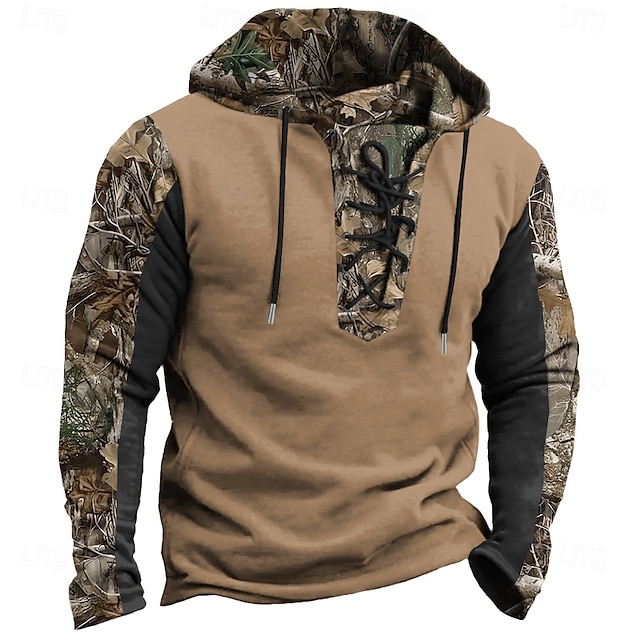  Homme camouflage Camouflage Sweats à Capuche Sweat à capuche Sweat à capuche Capuche Mode 3D effet Noir Marron Cordon Automne Hiver Designer