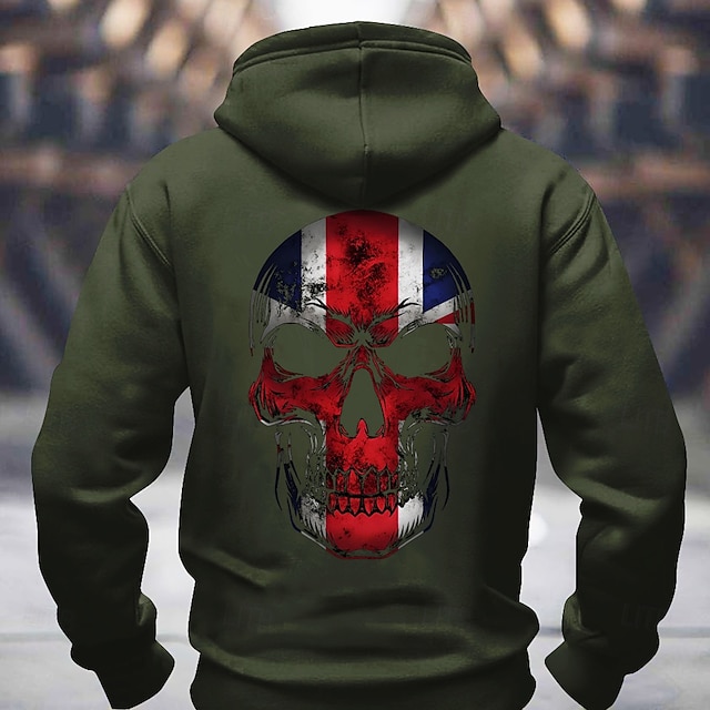  Per uomo Teschio UK Felpe con cappuccio Felpa Moda Manica Lunga Girocollo Ferie Abbigliamento casual alla moda Nero Bianco Coulisse Autunno Inverno progettista