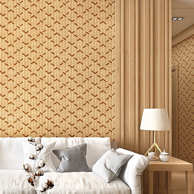 1 Roll Imitation Grass Cloth Wallpaper Woven Bamboo Rattan Wall Covering Hotel Restaurant Store Wall Decoration Ceiling Non Self-Adhesive 950x53cm/374x20.87inch