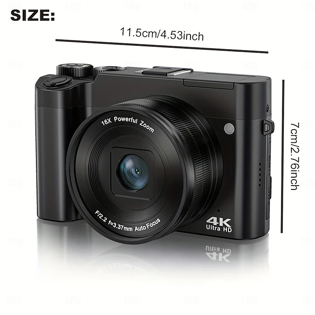 4K Ultra HD Digital Camera - 64MP Dual Cameras Auto Focus & Anti-Shake ...