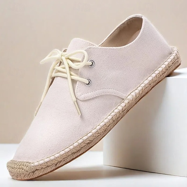  sapatos masculinos de lona azul espadrille com cadarço e sola de corda de juta – calçados casuais confortáveis de verão
