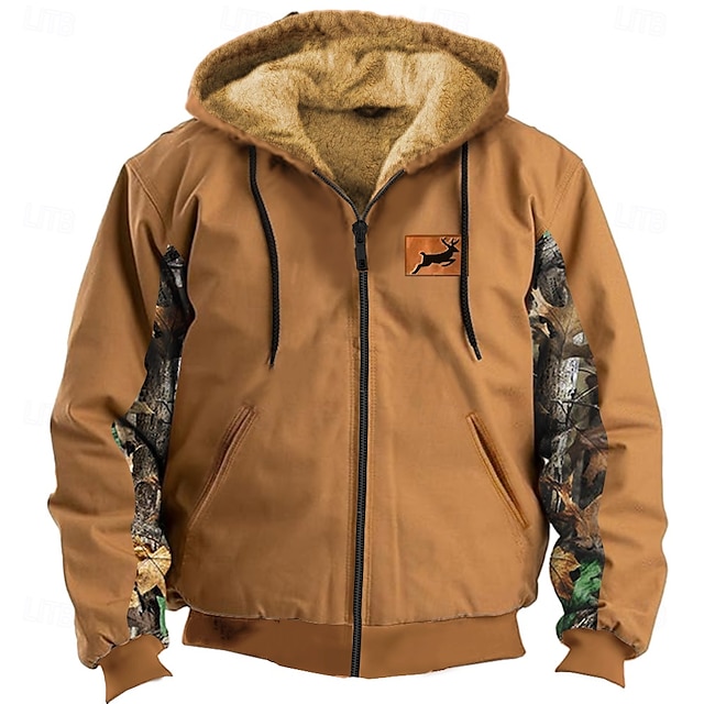  Homme Cerf Toison Sweats à Capuche Sweat-shirt Sweat à capuche Sweat à capuche Capuche Mode 3D effet Chasse Marron Vert Cordon Automne Hiver Designer