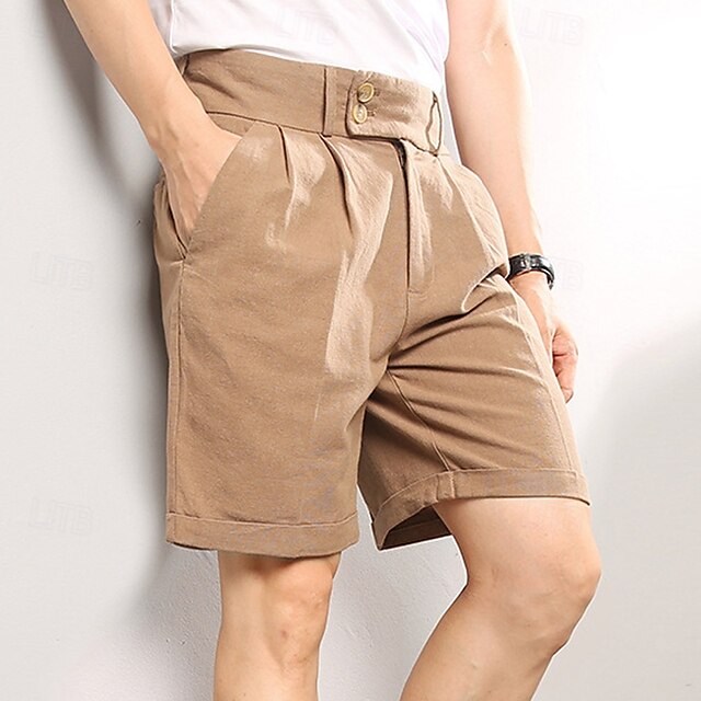 Men's Shorts Linen Shorts Summer Shorts Gurkha Pants Pleated Pocket 