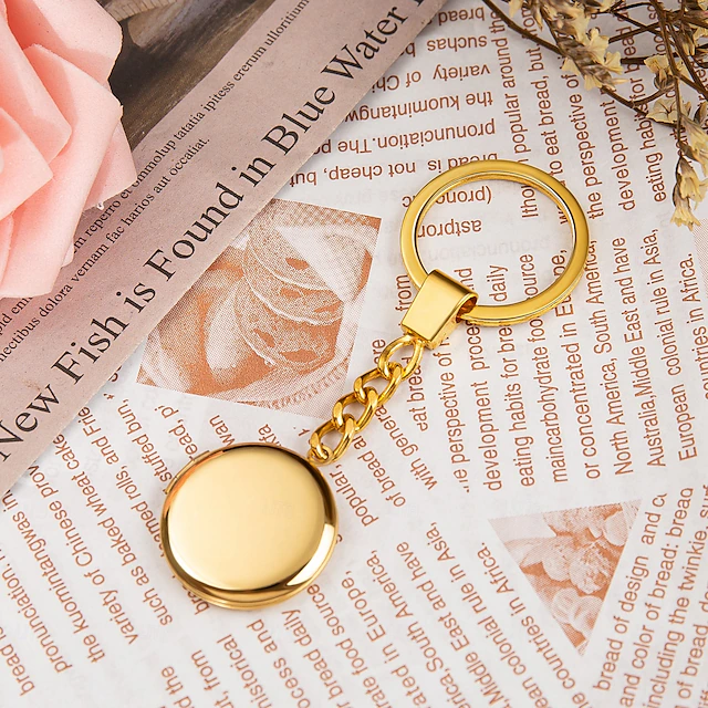 Personalized Keychain Custom Photo Jewelry Gifts For Couples, Gold 