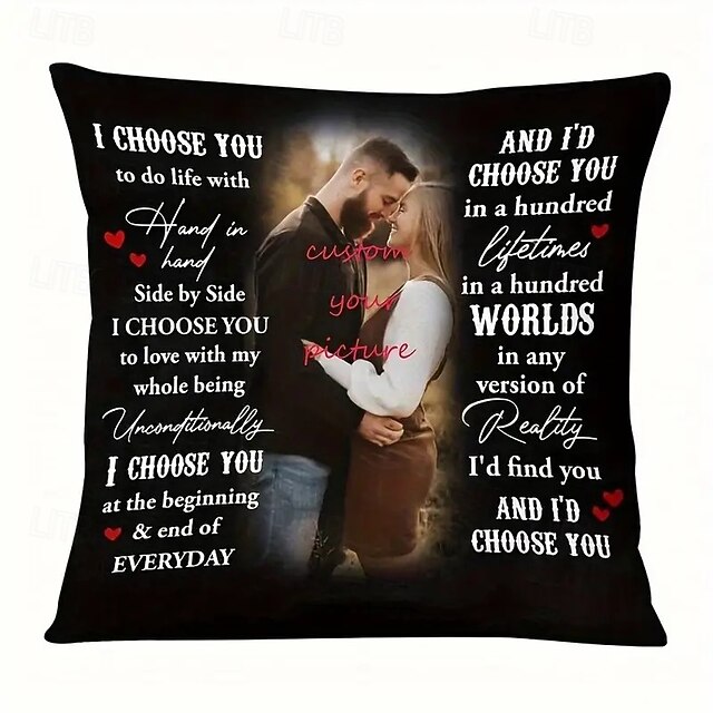 Custom Pillow Cover Personalized Gift Photo Memorial Heart Love Cushion Cover Throw Pillow Gift for Her/Him 12