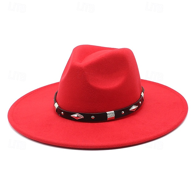  Pánské Klobouk Kentucky Derby Sluneční klobouk Kovbojský klobouk Klobouk Fedora Trilby Černá Bílá Vlna Retro styl Módní 18. století stát Texas Denní Tématický večírek Plná / Jednobarevná Proti sluci