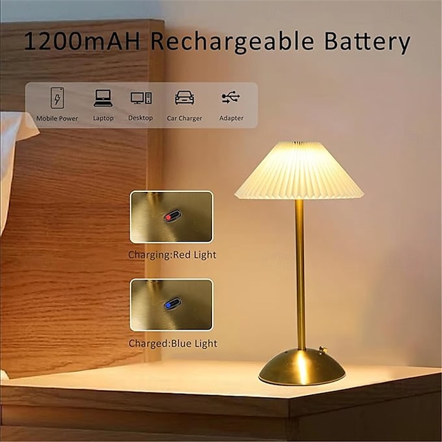 Usb Rechargeable Iron Art Minimalist Table Lamp - Touch Control Beside 