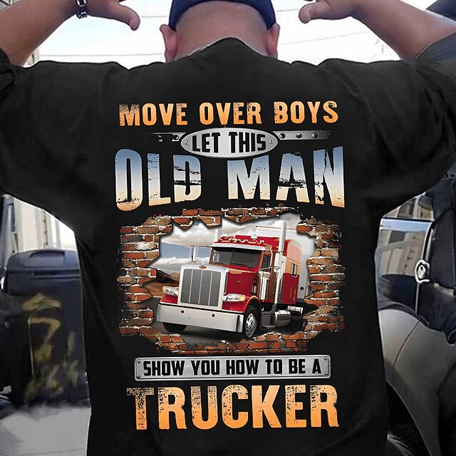 Men's Funny Trucker T Shirt Short Sleeve T shirt 3D Print Crew Neck Shirt Fashion Daily Street Daily Black Summer Spring Clothing Apparel S M L XL XXL XXXL4