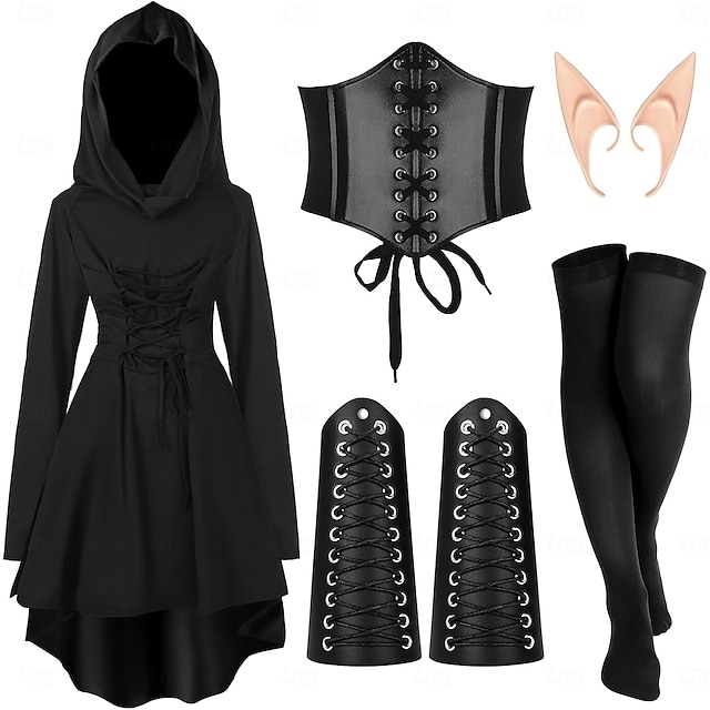  Rétro Vintage Médiéval Renaissance Robe Ceinture Taille Accessoires Ren Faire Femmes Viking Fantaisie Halloween Carnaval Mascarade Performance Scène LARP Adulte Robe Plus d'accessoires