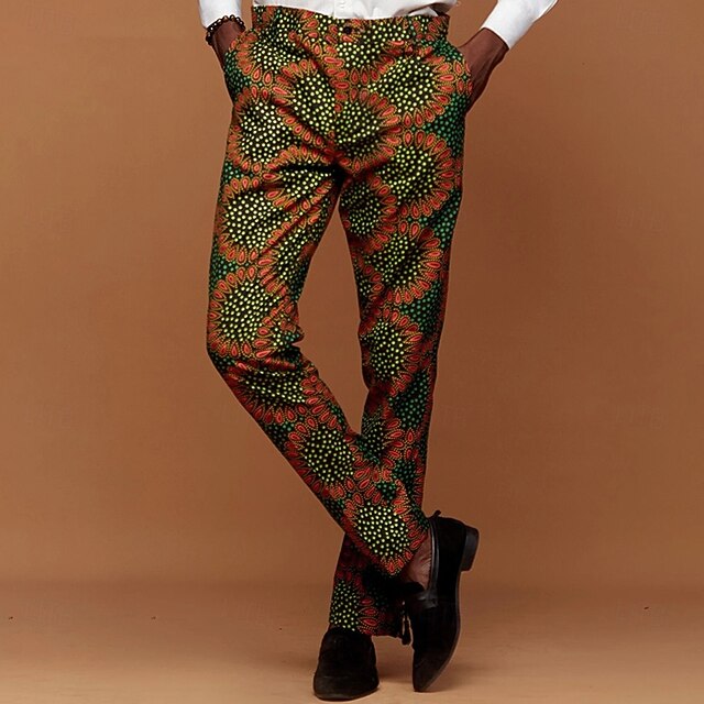 Men's Round Dots Dress Pants Mid Waist Vintage Casual Outdoor Vacation Home Zipper Pocket Summer Spring Fall 3D Print Green4