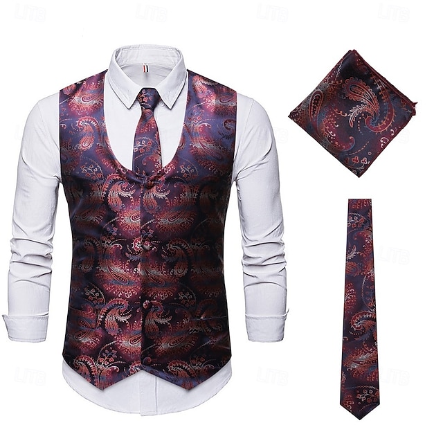  Retro Řvoucí 20s 20. léta 20. století Kamizelka Vesta Velký Gatsby Gentleman Kašmírový vzor Retro Maškarní kostým Pánské Vánoce předvečer Všech svatých Karneval Výkon loučení se svobodou nevěsty
