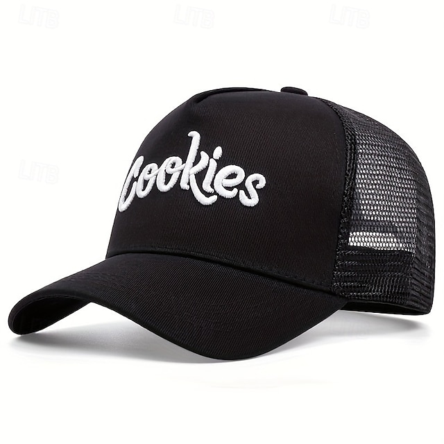  Herren Snapback Cap Cap Basecap Sonnenhut Kappe Mesh-Kappe Schwarz Weiß Baumwolle Gitter Bestickt Netzrücken Modisch Brautkleider schlicht Strasse Täglich Buchstabe Einstellbar Sonnenschutz