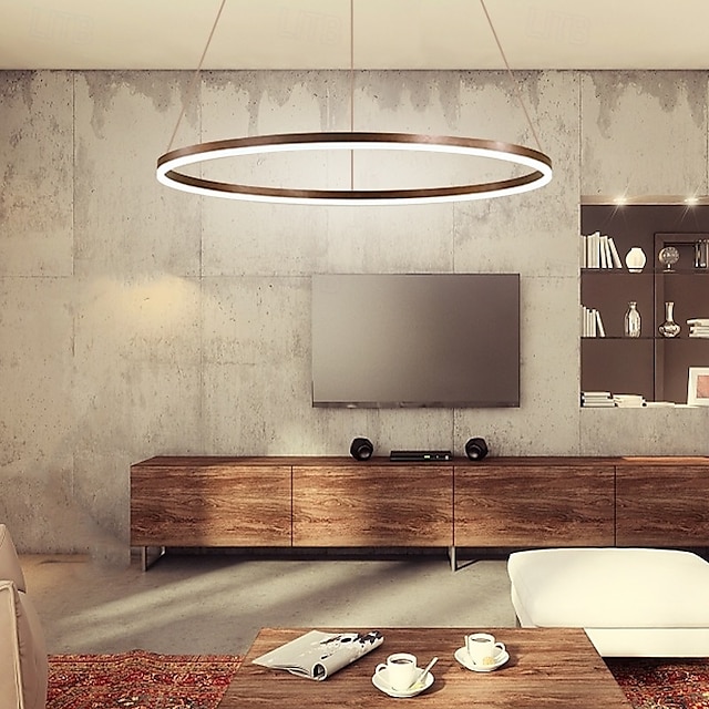 LED Pendant Light 40/60/80cm 1-Light Ring Circle Design Dimmable Aluminum