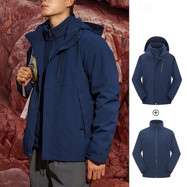  Herre Softshell jakke Trekking-jakke Vinter udendørs Hold Varm Vindtæt Vandafvisende 3-i-1 Jakker Letvægtsjakke Vindjakke Rejse Sort Rød Navyblå Lysegrå Grøn