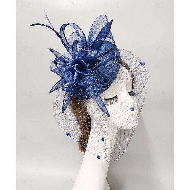 Fascinators Net Veil Hat Wedding Horse Race With Feather Cap Headpiece Headwear4