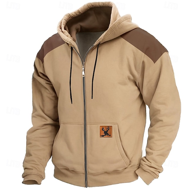  Men's Cowboy Hoodies Hoodie Hooded Sweatshirt Hooded Fashion 3D Print Vacation Going out Streetwear Green Khaki Zipper Drawstring Fall Winter Designer