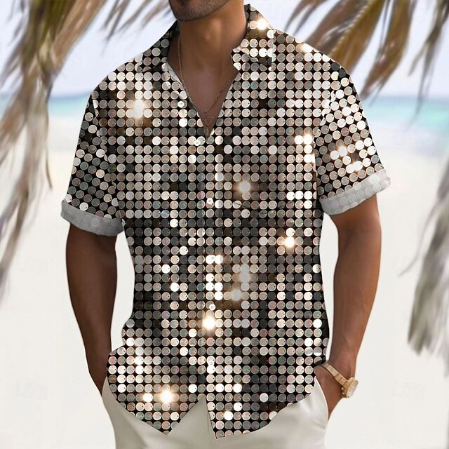  Per uomo Stampa 3D Maglietta informale Camicia con bottoni Manica lunga Astratto Informale Feste Casual Informale Estate Primavera Collo ripiegabile Abbottonare Giallo