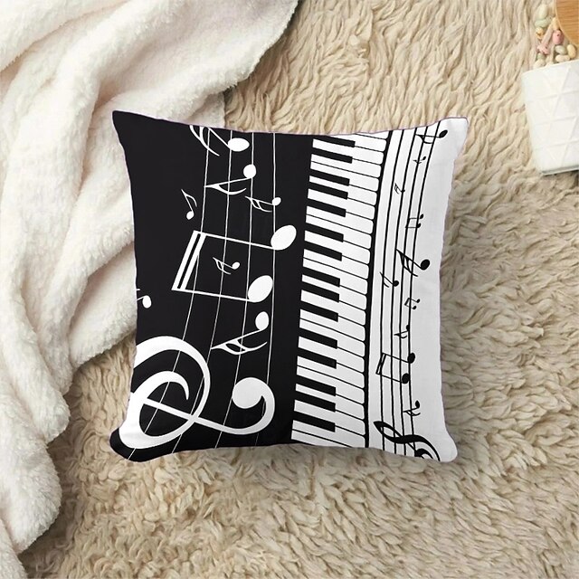  Decorative Toss Pillows Cover 1PC Graphic Music Soft Square Cushion Case Pillowcase for Bedroom Livingroom Sofa Couch Chair Summer Spring
