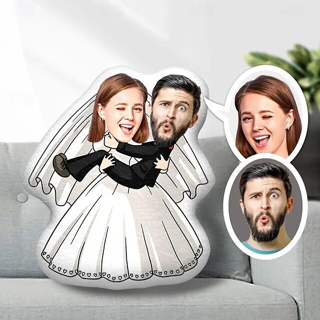  Personalisierte Geschenk-Gedenk-Kissen Hochzeit weich kuschelig doppelseitig bedruckt handwaschbar zeitgemäß gestaltet mit Reißverschluss mit Baumwolle gefüllt ganzjähriges dekoratives Wurfkissen für
