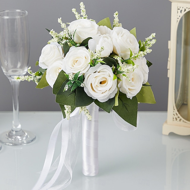  bouquets de mariage pour la mariée, bouquet de mariée en fleurs de soie artificielles, fleurs artificielles de style occidental et forestier pour la cérémonie de certificat de mariage et les