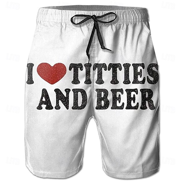 Men's Letter Printed Funny Beer Swim Trunks Swim Shorts Board Shorts Mid Waist Streetwear Hawaiian Casual Daily Holiday Pocket Drawstring Elastic Waist Designer Clothing Apparel4