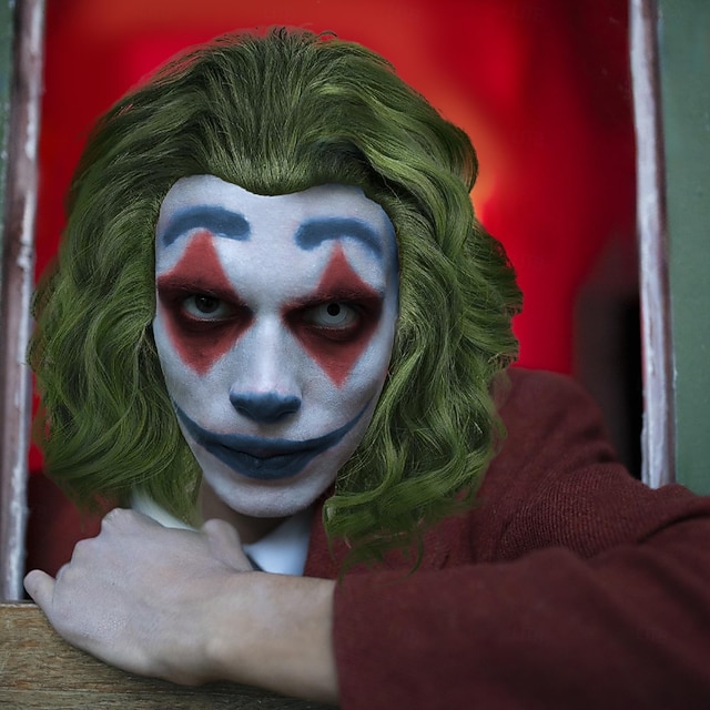  kort grön peruk lockig peruk clown karaktär cosplay kostym peruker nyhet halloween fest gynnar män kvinnor