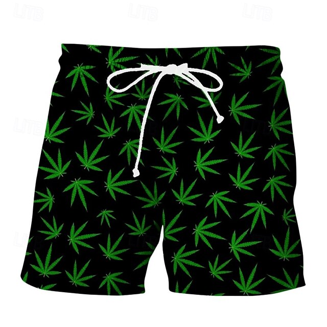  Homens Calção Justo de Natação Shorts de Natação Bermuda de Surf Roupa de banho Com Cordão Com bolsos Natação Surfe Praia Esportes Aquáticos Tropical Verão Primavera