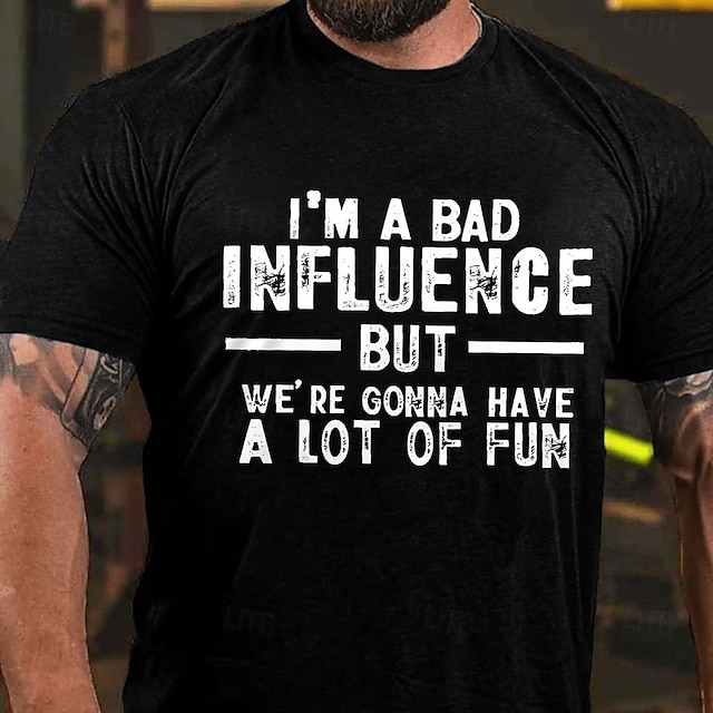  Men's Letter Printed Funny T Shirt Tee Top 100% Cotton Short Sleeve Graphic Shirt Heather Gray Black White Comfortable Tee Vacation Street Fashion Designer Clothing