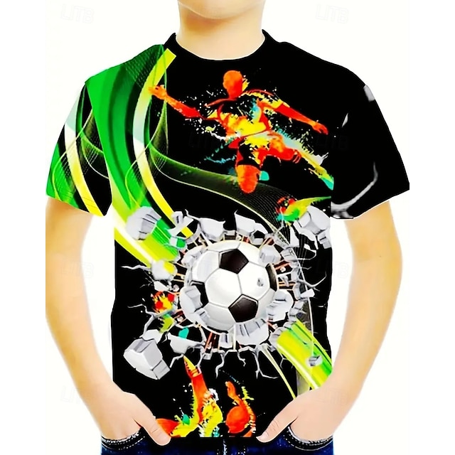  Dla chłopców 3D Graficzny Piłka nożna Podkoszulek T-shirt Krótki rękaw Lato Wiosna Moda Podstawowy Dzieci 4-12 lat Półgolf Na zewnątrz Codzienny Regularny