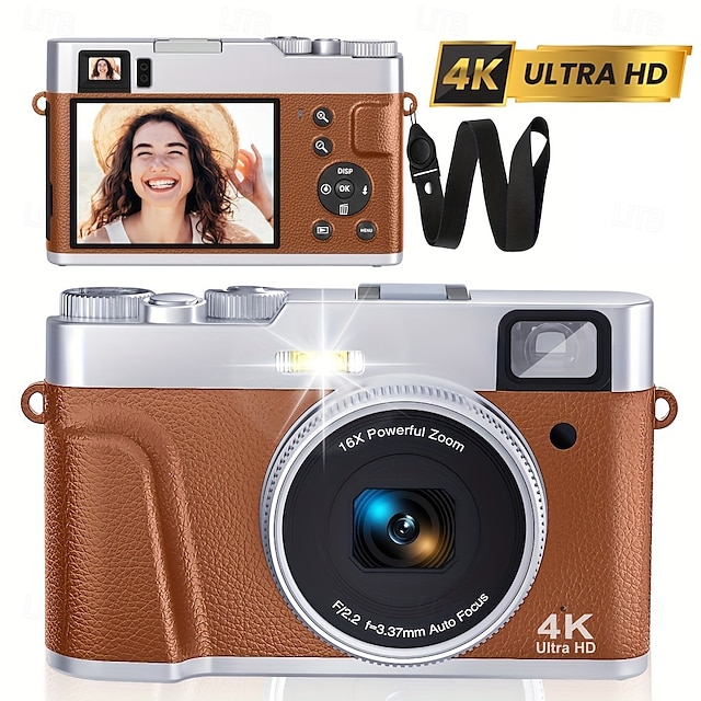  מצלמה דיגיטלית 4k uhd נקודת וצילום עם פוקוס אוטומטי מצלמה דיגיטלית קומפקטית מצלמת נסיעות עם פוקוס אוטומטי 48MP מצלמת ווגלוג