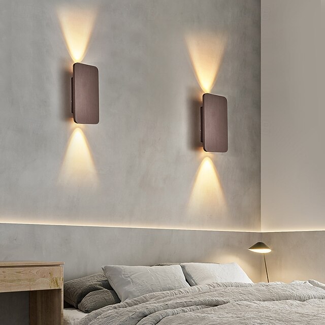 Simple 6W LED Wall Lamp Indoor Decor Brushed Double Head Wall Light ...