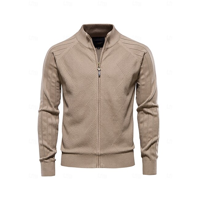  Miesten Neuletakki Laivaston sininen Tumman vihreä khaki Pitkähihainen Topit Golfasut Vaatteet Asut Wear Apparel