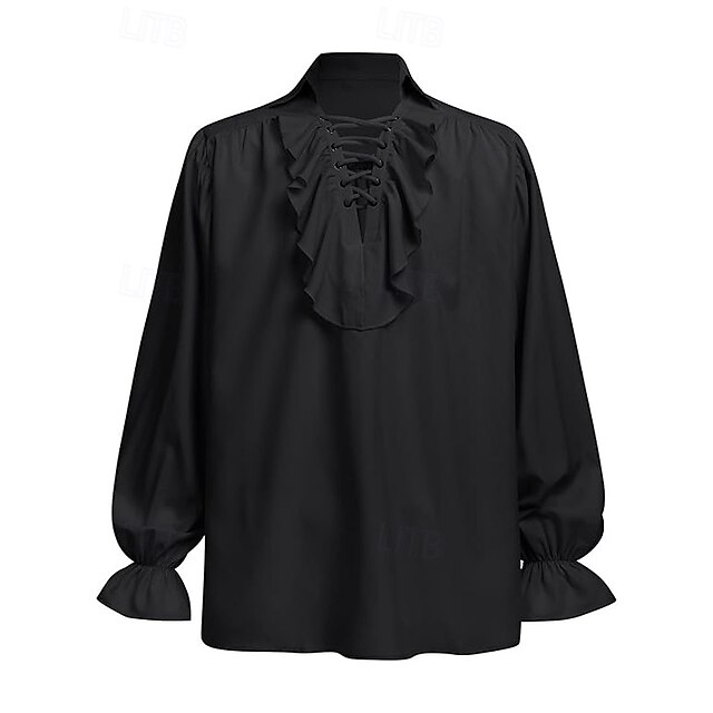  Retrò Vintage Medievale Blusa / Camicia Vampiro Tinta unica Per uomo Costumi da pirata Mascherata Evento / Festa Adulti Camicia