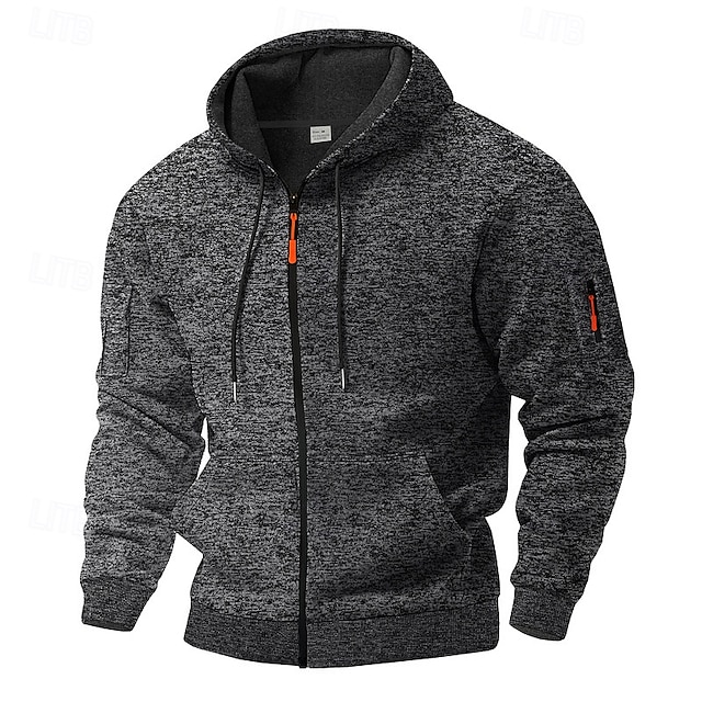  Men's Hoodie Full Zip Hoodie Tactical Hoodie Wine Red Army Green Navy Blue Light Grey Dark Gray Hooded Plain Sports & Outdoor Daily Holiday Streetwear Cool Casual Winter Spring &  Fall Clothing